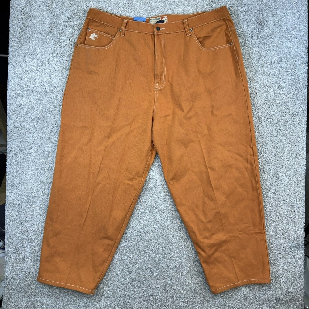 Clench Jeans Carpenter Pants Mens 48x32 Orange Baggy Y2K Skate Contrast Stitch